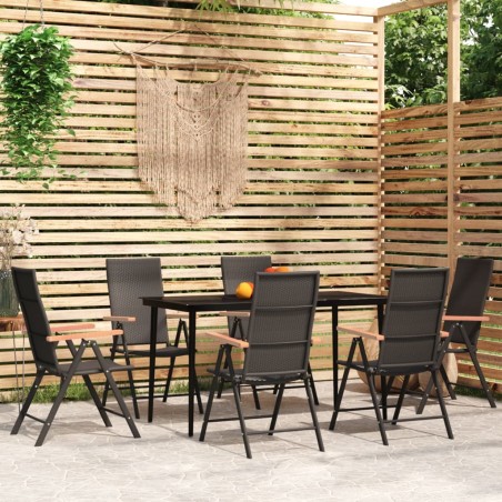 vidaXL Juego de comedor para jardín 7 piezas negro
