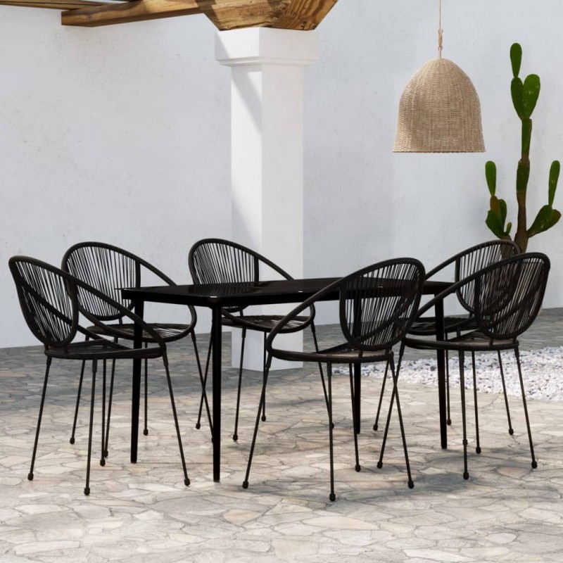 vidaXL Juego de comedor para jardín 7 piezas negro vidaXL Juego de comedor para jardín 7 piezas negro