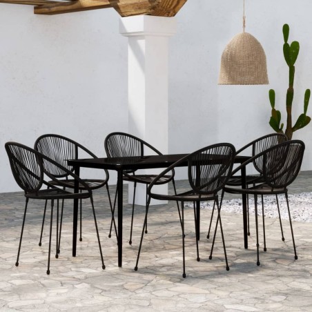 vidaXL Juego de comedor para jardín 7 piezas negro