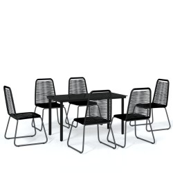 vidaXL Juego de comedor para jardín 7 piezas negro