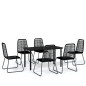 vidaXL Juego de comedor para jardín 7 piezas negro