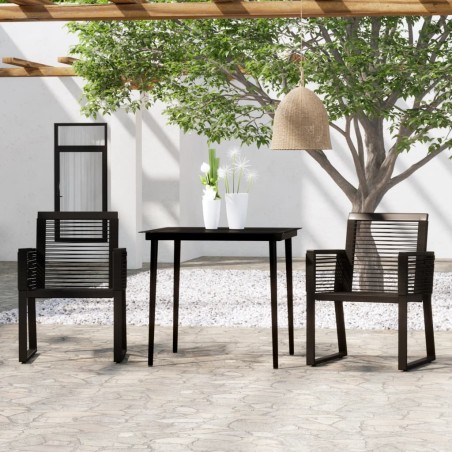 vidaXL Juego de comedor para jardín 3 piezas negro