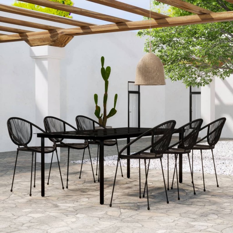 vidaXL Juego de comedor para jardín 7 piezas negro