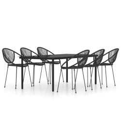 vidaXL Juego de comedor para jardín 7 piezas negro