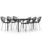 vidaXL Juego de comedor para jardín 7 piezas negro