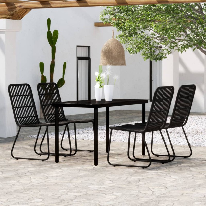vidaXL Juego de comedor de jardín 5 piezas negro vidaXL Juego de comedor de jardín 5 piezas negro