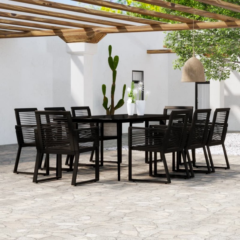 vidaXL Juego de comedor de jardín 9 piezas negro vidaXL Juego de comedor de jardín 9 piezas negro