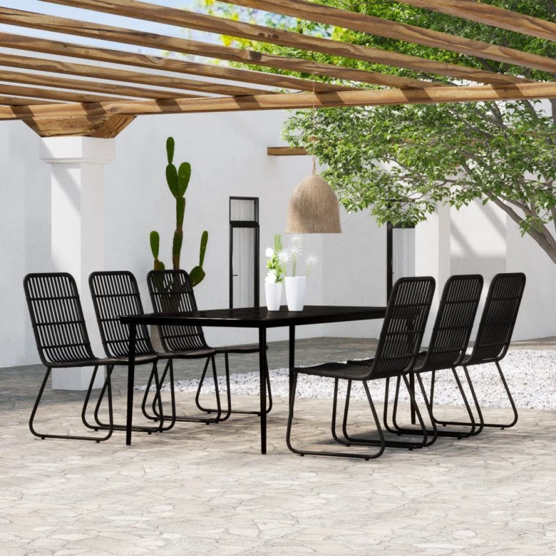 vidaXL Juego de comedor de jardín 7 piezas negro vidaXL Juego de comedor de jardín 7 piezas negro