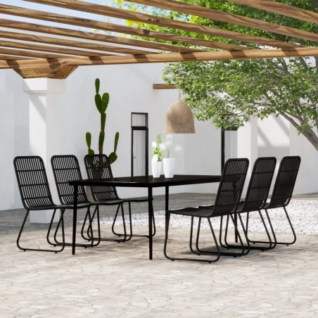 vidaXL Juego de comedor de jardín 7 piezas negro