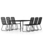 vidaXL Juego de comedor de jardín 7 piezas negro vidaXL Juego de comedor de jardín 7 piezas negro