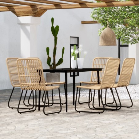vidaXL Juego de comedor de jardín 7 piezas color roble