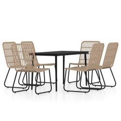 vidaXL Juego de comedor de jardín 7 piezas color roble
