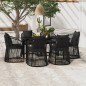 vidaXL Juego de comedor de jardín 7 piezas con cojines negro