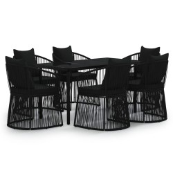 vidaXL Juego de comedor de jardín 7 piezas con cojines negro