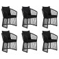 vidaXL Juego de comedor de jardín 7 piezas con cojines negro