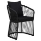 vidaXL Juego de comedor de jardín 7 piezas con cojines negro