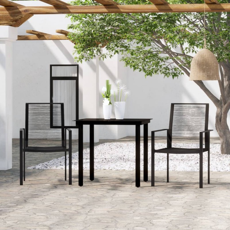 vidaXL Juego de comedor de jardín 3 piezas negro