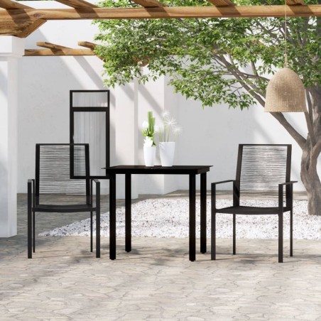 vidaXL Juego de comedor de jardín 3 piezas negro