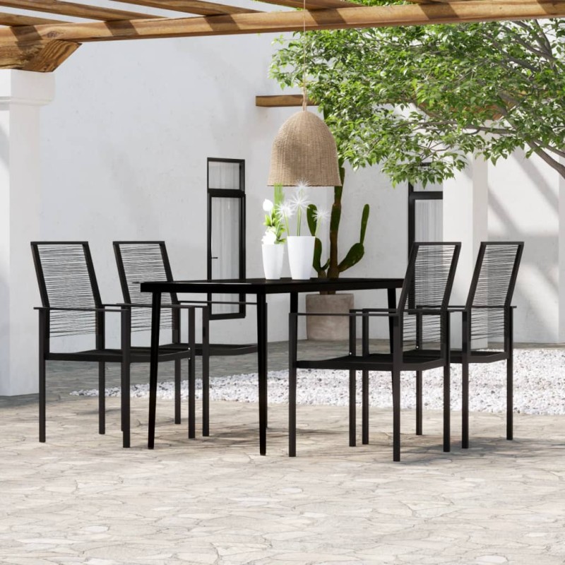 vidaXL Juego de comedor para jardín 5 piezas negro vidaXL Juego de comedor para jardín 5 piezas negro