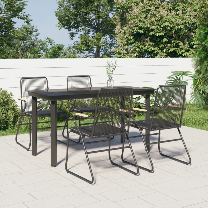 vidaXL Juego de comedor de jardín 5 piezas ratán PVC negro vidaXL Juego de comedor de jardín 5 piezas ratán PVC negro