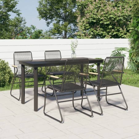 vidaXL Juego de comedor de jardín 5 piezas ratán PVC negro
