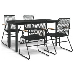 vidaXL Juego de comedor de jardín 5 piezas ratán PVC negro