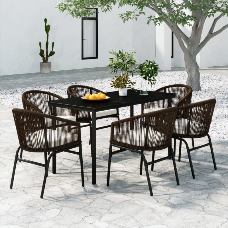 vidaXL Juego de comedor de jardín 7 piezas marrón vidaXL Juego de comedor de jardín 7 piezas marrón