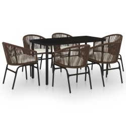 vidaXL Juego de comedor de jardín 7 piezas marrón