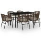 vidaXL Juego de comedor de jardín 7 piezas marrón vidaXL Juego de comedor de jardín 7 piezas marrón