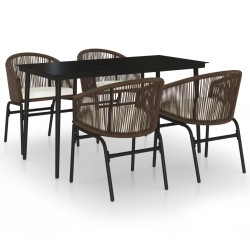 vidaXL Juego de comedor de jardín 5 piezas con cojines marrón