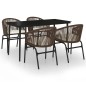vidaXL Juego de comedor de jardín 5 piezas con cojines marrón vidaXL Juego de comedor de jardín 5 piezas con cojines marrón