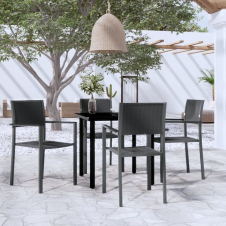 vidaXL Juego de comedor para jardín 5 piezas negro