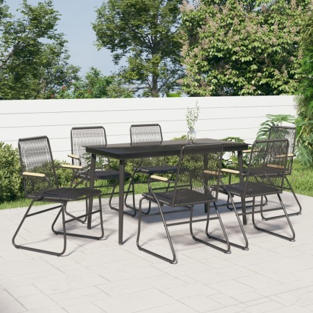 vidaXL Juego de comedor de jardín 7 piezas ratán PVC negro