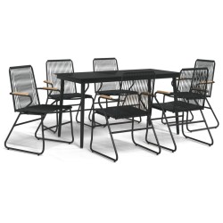 vidaXL Juego de comedor de jardín 7 piezas ratán PVC negro