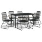 vidaXL Juego de comedor de jardín 7 piezas ratán PVC negro vidaXL Juego de comedor de jardín 7 piezas ratán PVC negro