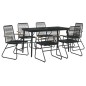 vidaXL Juego de comedor de jardín 7 piezas ratán PVC negro vidaXL Juego de comedor de jardín 7 piezas ratán PVC negro