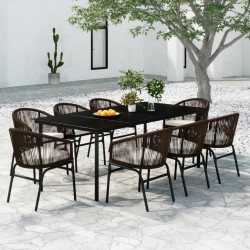vidaXL Juego de comedor de jardín 9 piezas marrón