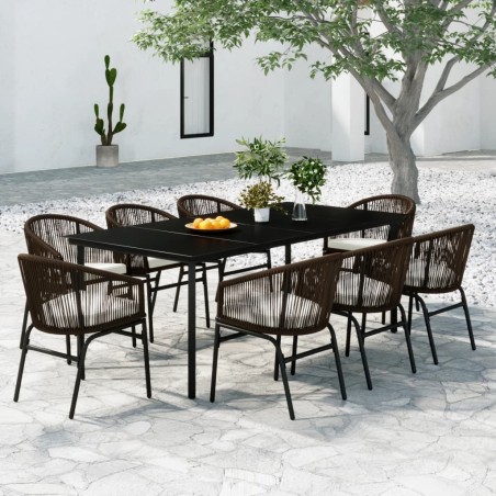vidaXL Juego de comedor de jardín 9 piezas marrón