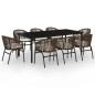 vidaXL Juego de comedor de jardín 9 piezas marrón vidaXL Juego de comedor de jardín 9 piezas marrón