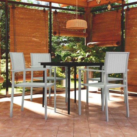 vidaXL Juego de comedor de jardín de 5 piezas blanco