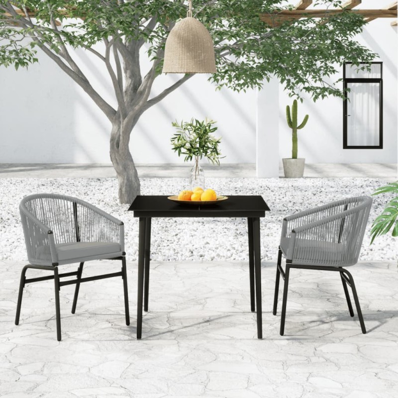 vidaXL Juego de comedor de jardín 3 piezas gris vidaXL Juego de comedor de jardín 3 piezas gris