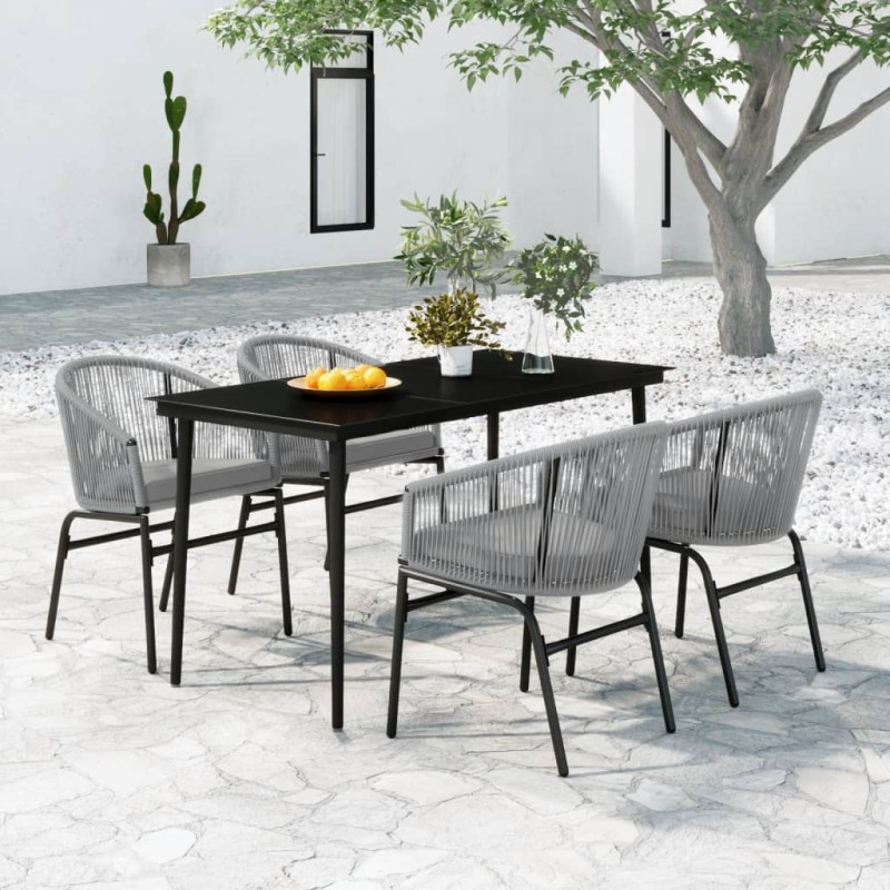 vidaXL Juego de comedor para jardín 5 piezas ratán sintético gris