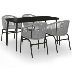 vidaXL Juego de comedor para jardín 5 piezas ratán sintético gris