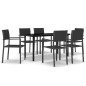 vidaXL Juego de comedor para jardín 7 piezas negro vidaXL Juego de comedor para jardín 7 piezas negro