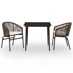vidaXL Juego de comedor de jardín 3 piezas marrón