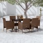 vidaXL Juego de comedor de jardín 7 piezas con cojines marrón y negro vidaXL Juego de comedor de jardín 7 piezas con cojines marrón y negro
