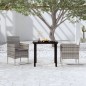 vidaXL Juego de comedor de jardín 3 piezas con cojines gris y negro vidaXL Juego de comedor de jardín 3 piezas con cojines gris y negro