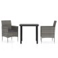 vidaXL Juego de comedor de jardín 3 piezas con cojines gris y negro vidaXL Juego de comedor de jardín 3 piezas con cojines gris y negro