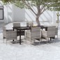 vidaXL Juego de comedor de jardín 7 piezas con cojines gris y negro vidaXL Juego de comedor de jardín 7 piezas con cojines gris y negro