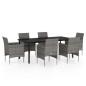 vidaXL Juego de comedor de jardín 7 piezas con cojines gris y negro vidaXL Juego de comedor de jardín 7 piezas con cojines gris y negro